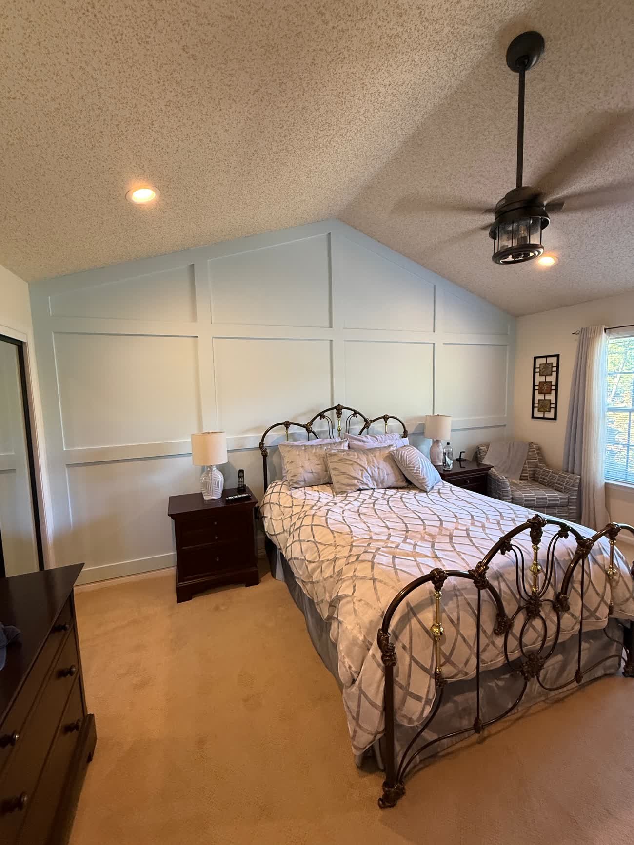 Board and batten style accent wall painting in a modern home